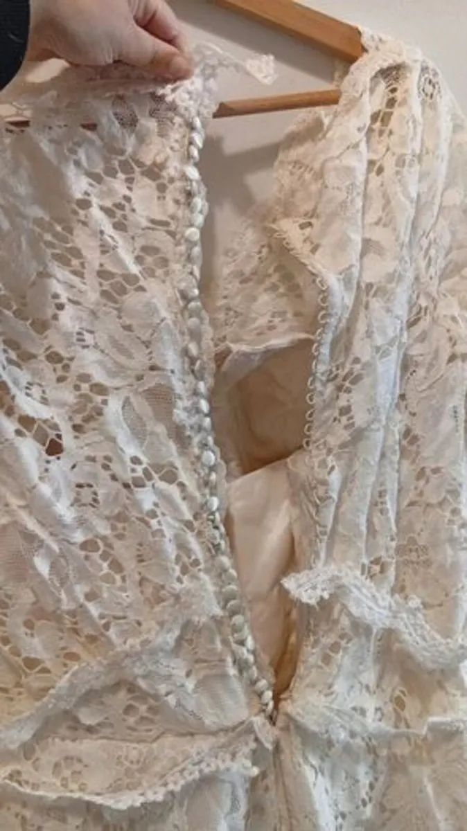 Lace Cream Wedding Dress Handmade - Image 2