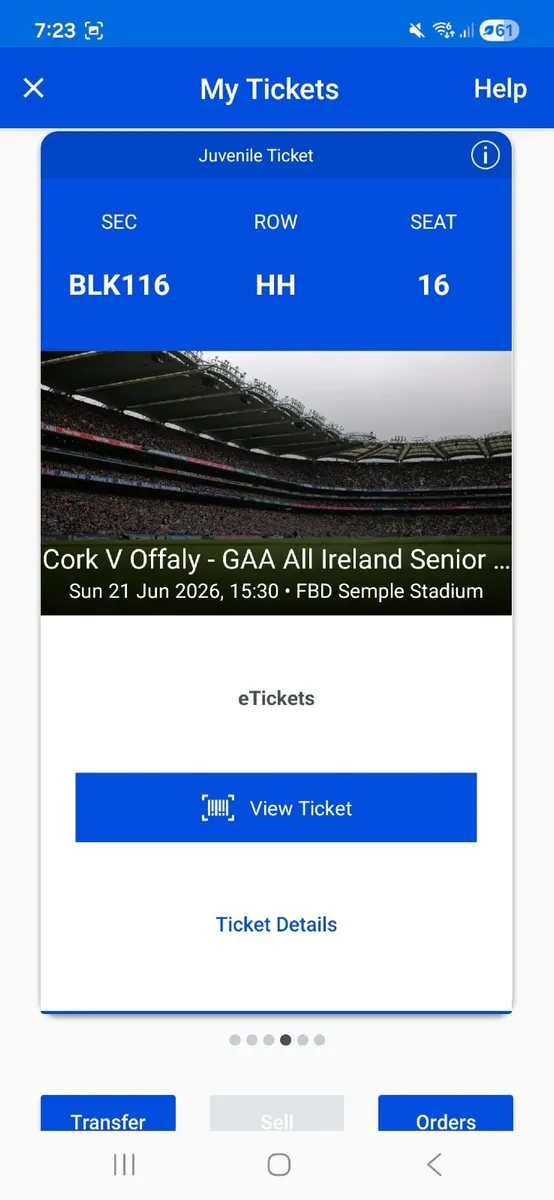 Gaa Tickets  Cork V Offaly - Image 2