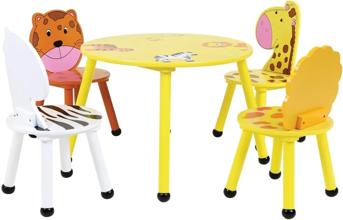 Charles Bentley Wood Safari Table & Chairs - Image 1
