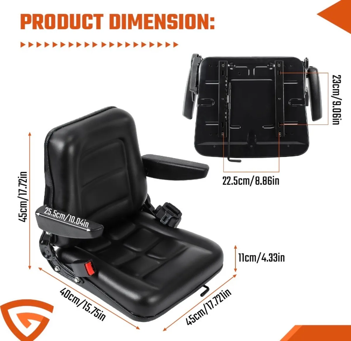 Universal Tractor / Forklift Seat with Safety Belt - Image 3