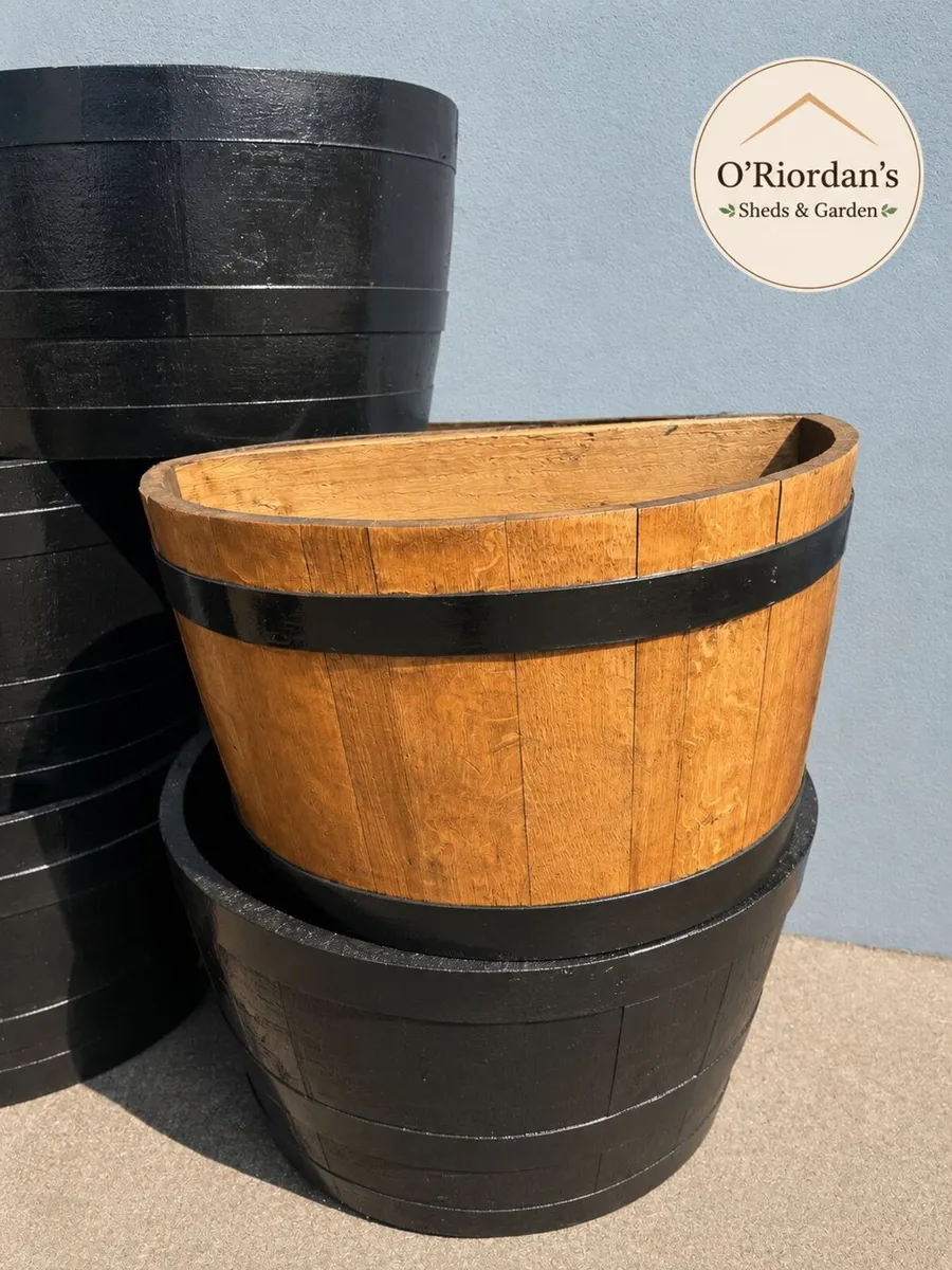 Wooden Barrel Planter - Image 2