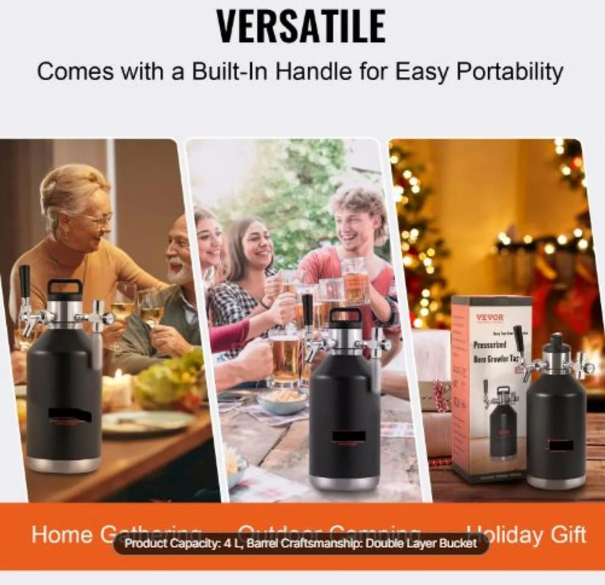 Beer Growler Tap System, 128Oz 4L Mini  304 - Image 4
