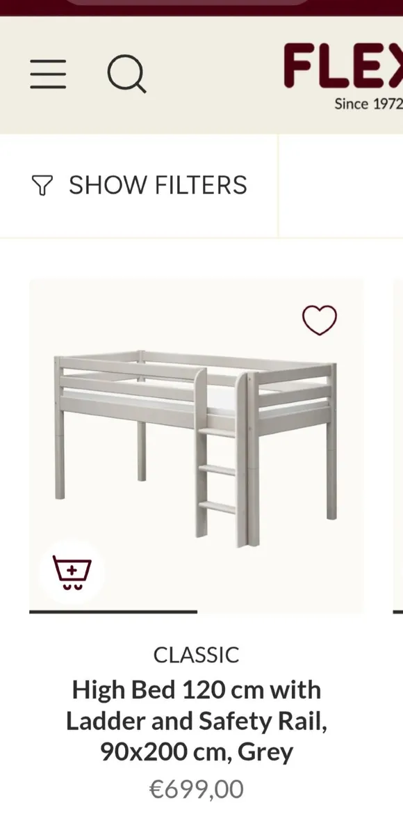Flexa High Bed 120 cm with Safety Rail and Ladder - Image 1