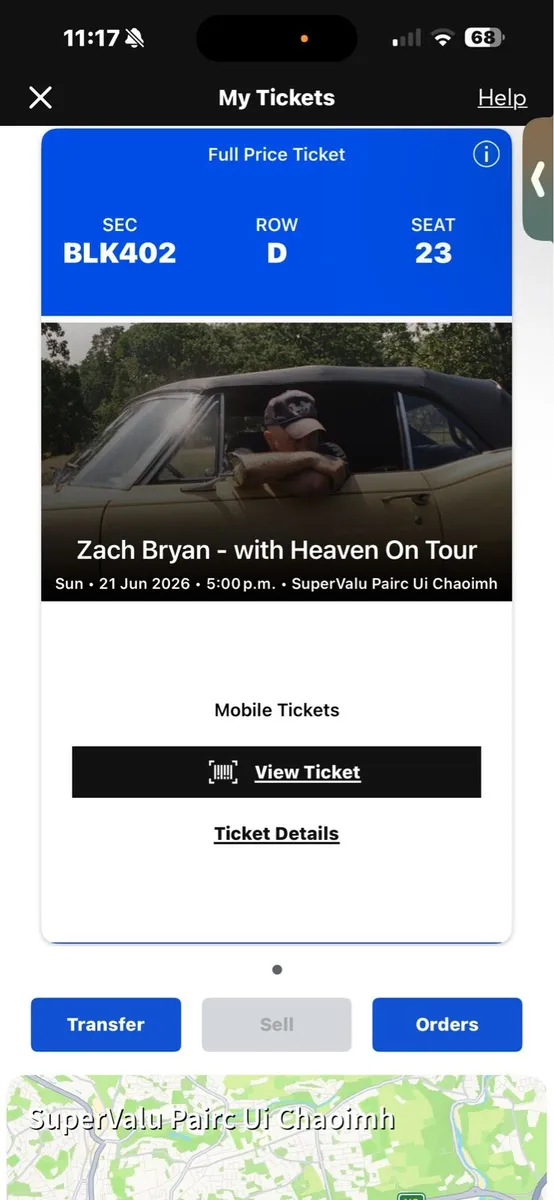 Zach Bryan Seated ticket 21st Cork