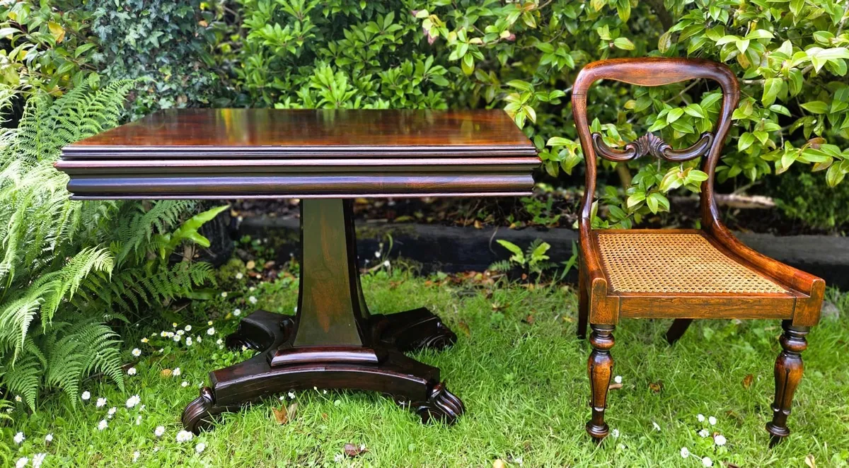 Georgian Rosewood Fold Over Car Table-Circa 1820 - Image 3