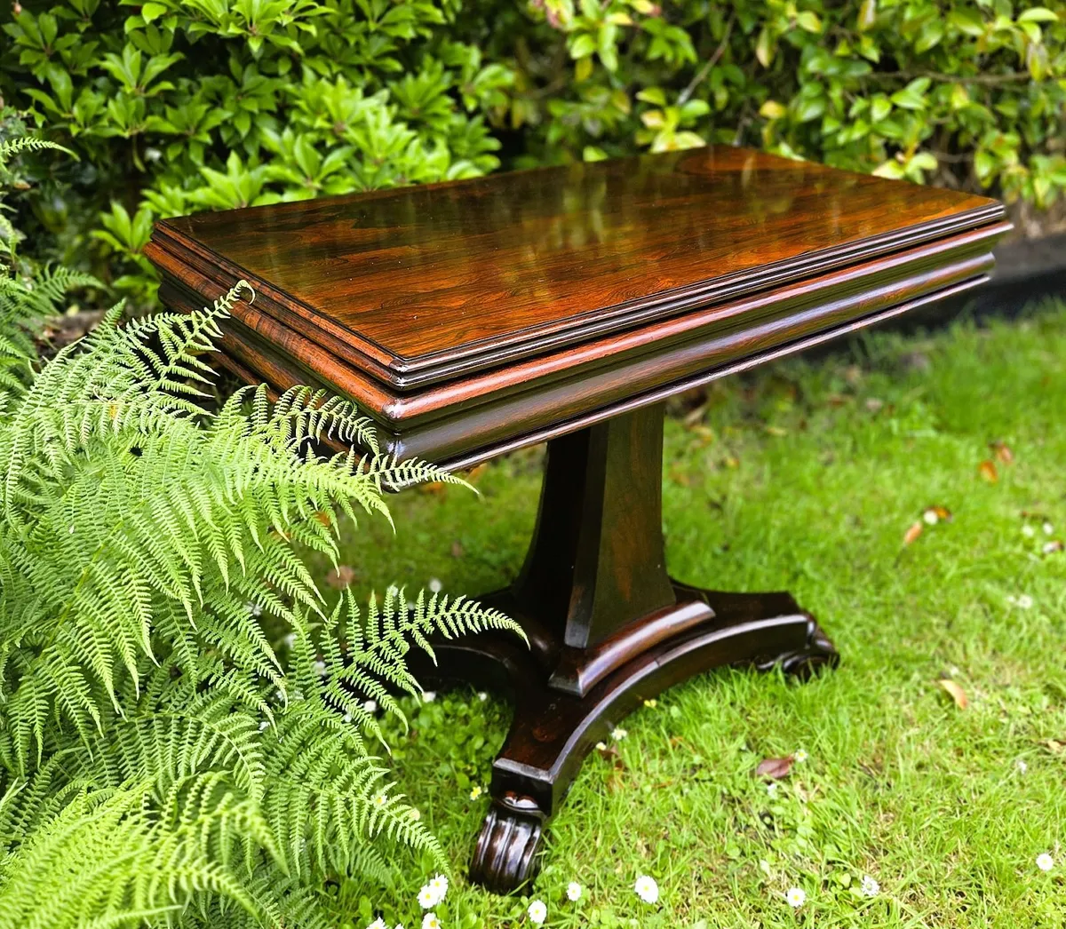 Georgian Rosewood Fold Over Car Table-Circa 1820 - Image 4