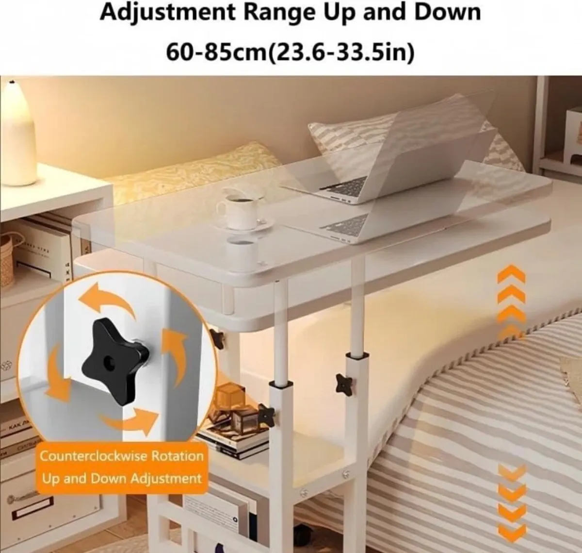 NEW Height Adjustable Overbed Table Desk - Image 3