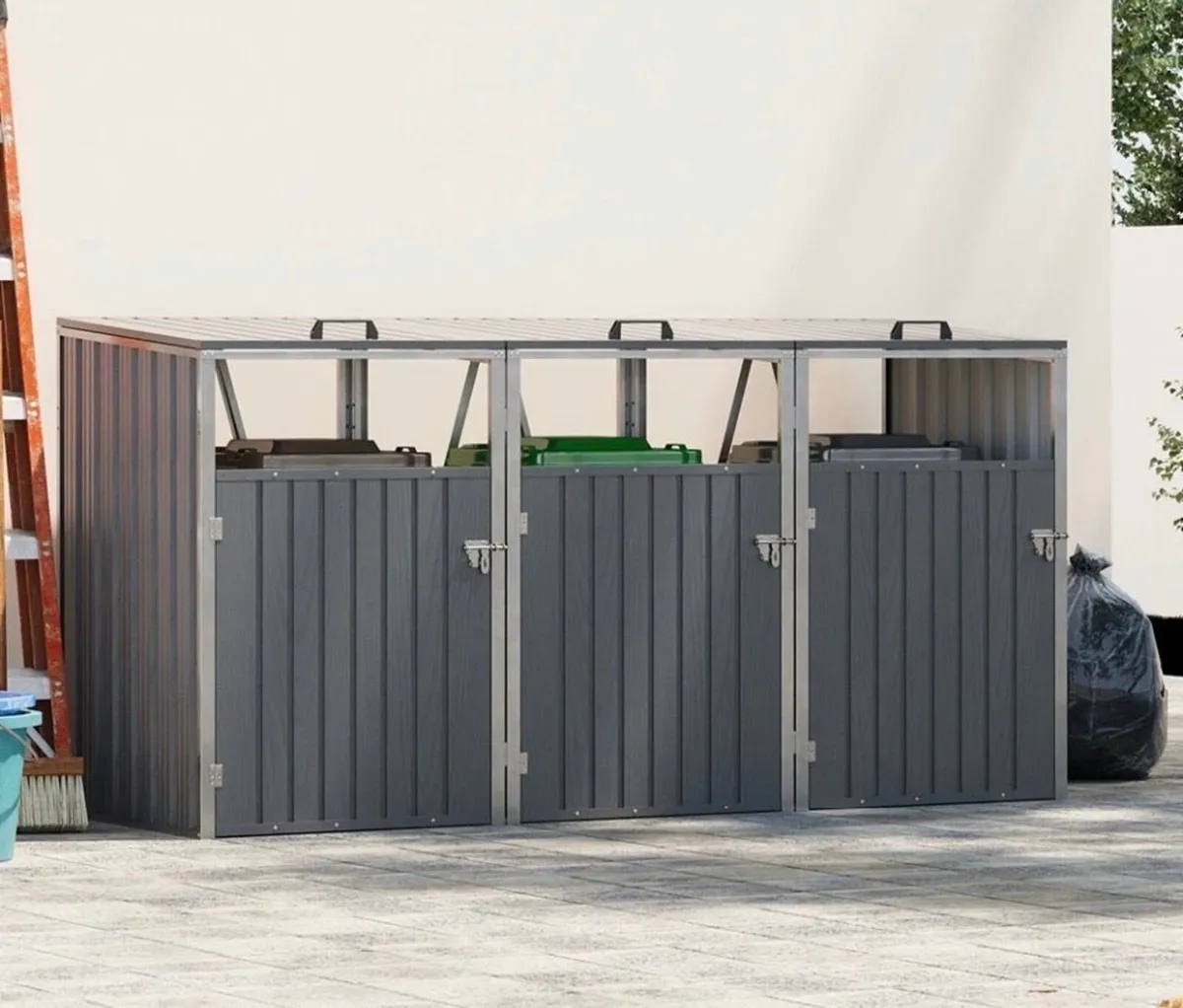New 3 Wheelie Bin Metal Shelter Cover for 3 Bins - Image 2