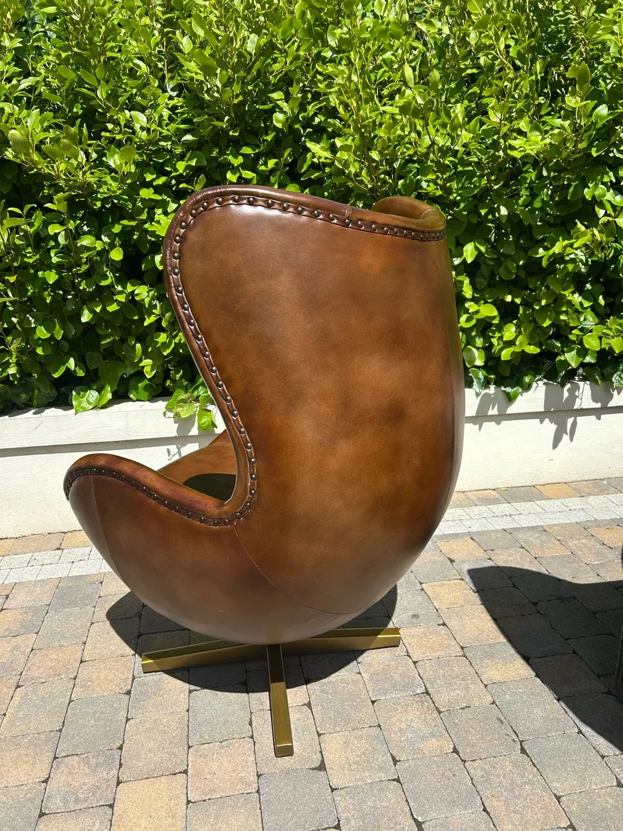 Real Leather Egg Chair retro - Image 2