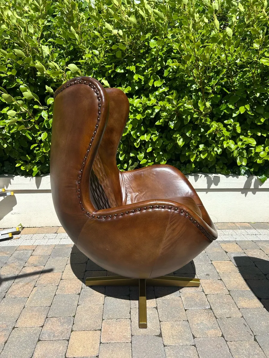 Real Leather Egg Chair retro - Image 4