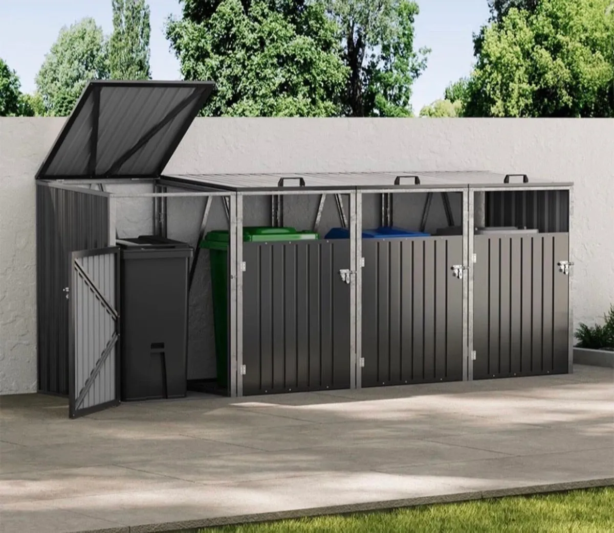 NEW 4 Bin Metal Wheelie Bin Shelter - Image 1