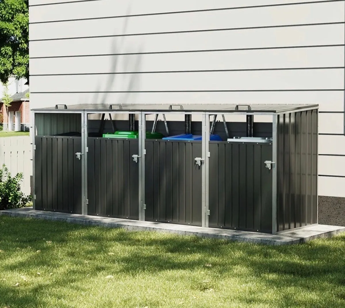 NEW 4 Bin Metal Wheelie Bin Shelter - Image 2