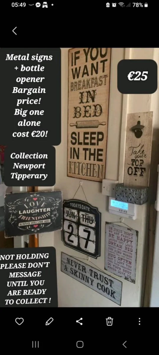 Wall signs and bottle opener - Image 1