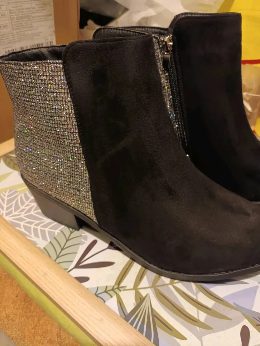 New Black suede and silver glitter boots - Image 1