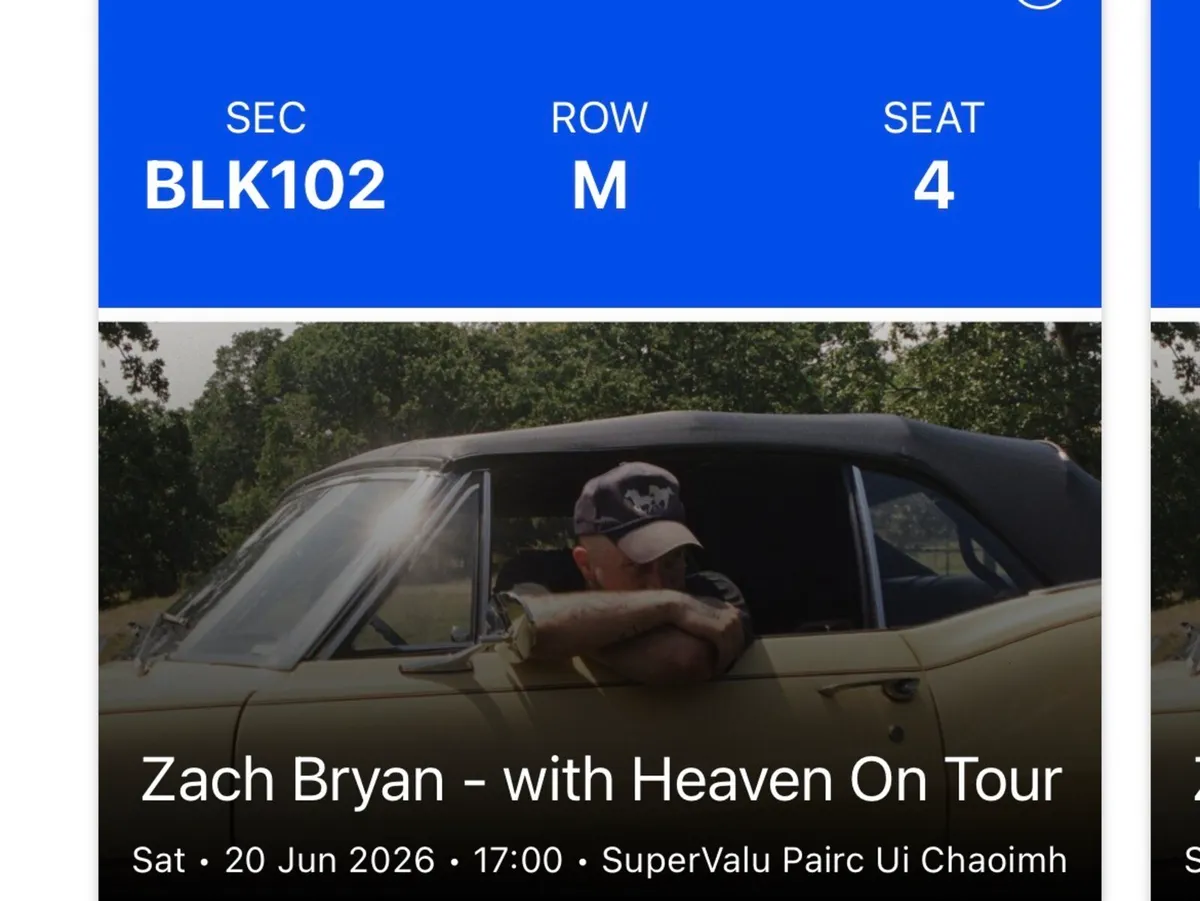 2 x Zach Bryan Seated Tickets 20th June - Image 2