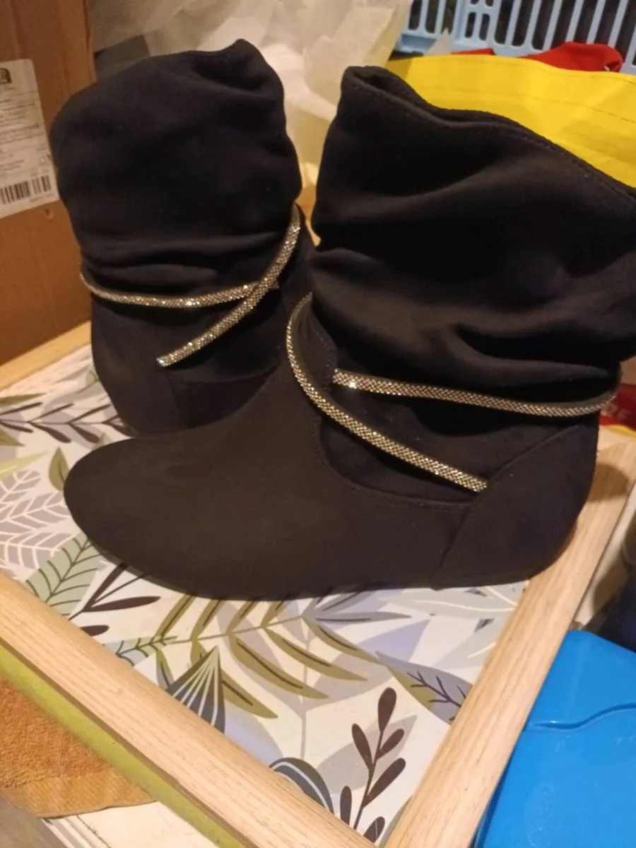 New Suede and Diamante boots - Image 1