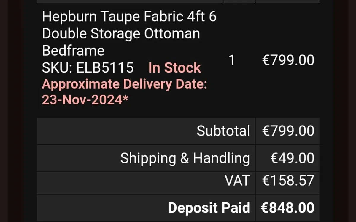 Ez Living Hepburn Taupe Fabric 4ft 6 Double Storag - Image 2
