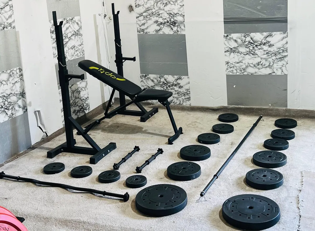 ADJUSTABLE RACK BENCH WEIGHTS BARBELL DUMBBELLS - Image 2