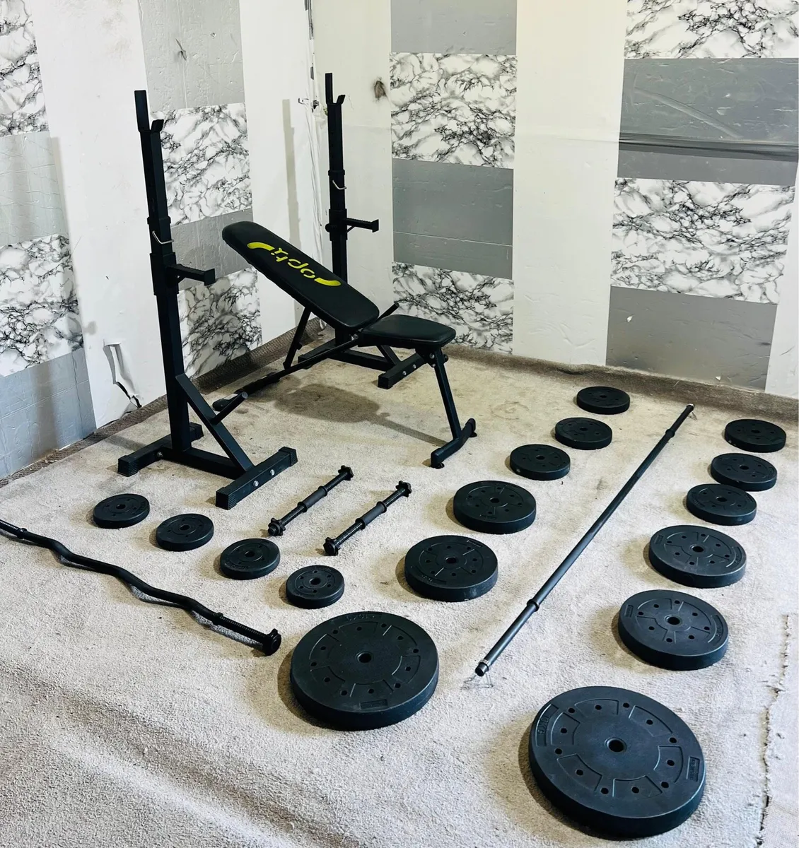 ADJUSTABLE RACK BENCH WEIGHTS BARBELL DUMBBELLS - Image 3