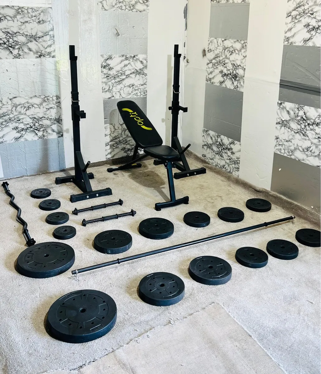 ADJUSTABLE RACK BENCH WEIGHTS BARBELL DUMBBELLS - Image 4