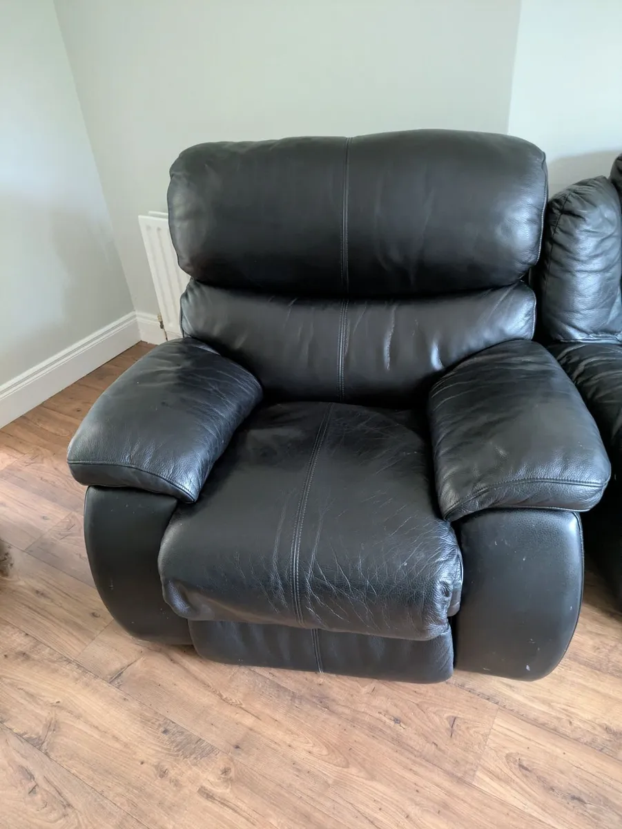 Black Leather Sofas - Collection Only - Image 2