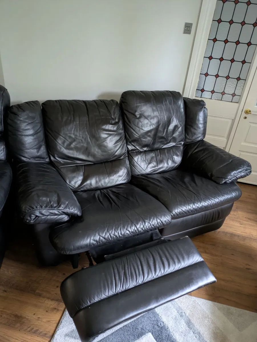 Black Leather Sofas - Collection Only - Image 3