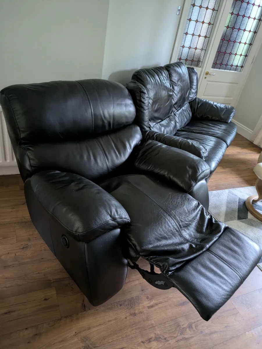 Black Leather Sofas - Collection Only - Image 4