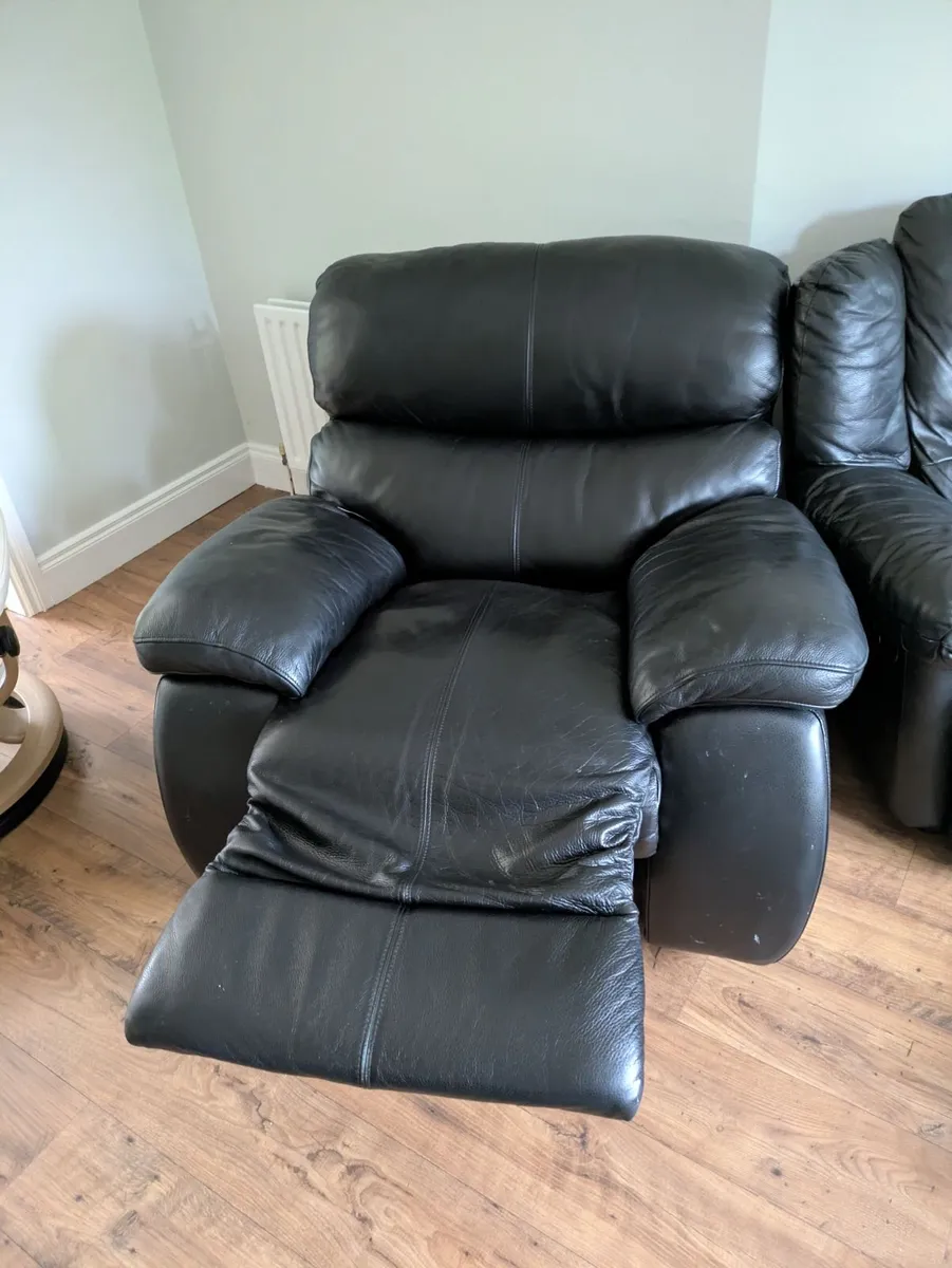 Black Leather Sofas - Collection Only - Image 1