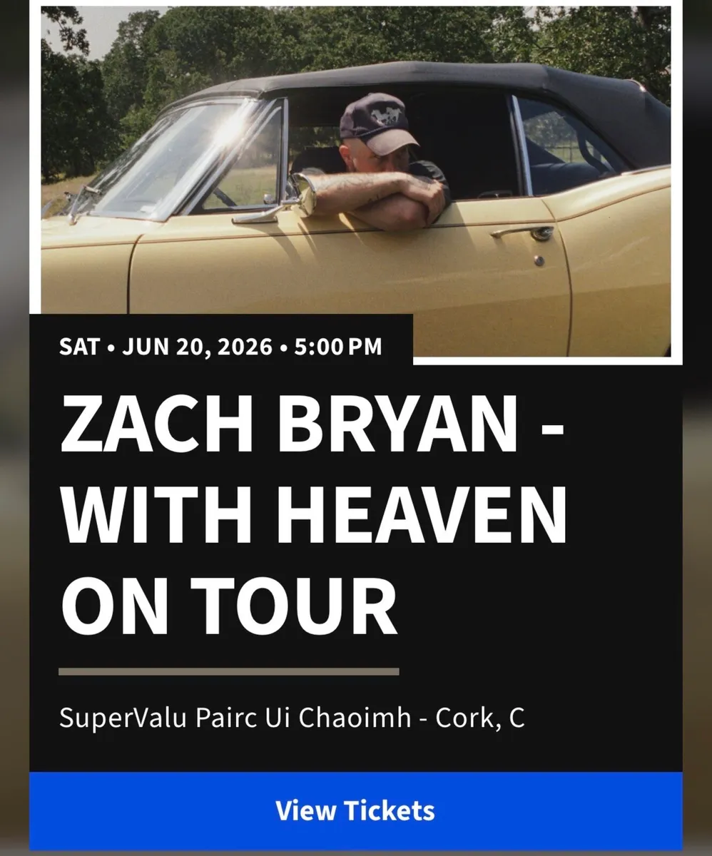 2 x Zach Bryan seated Cork Saturday tickets
