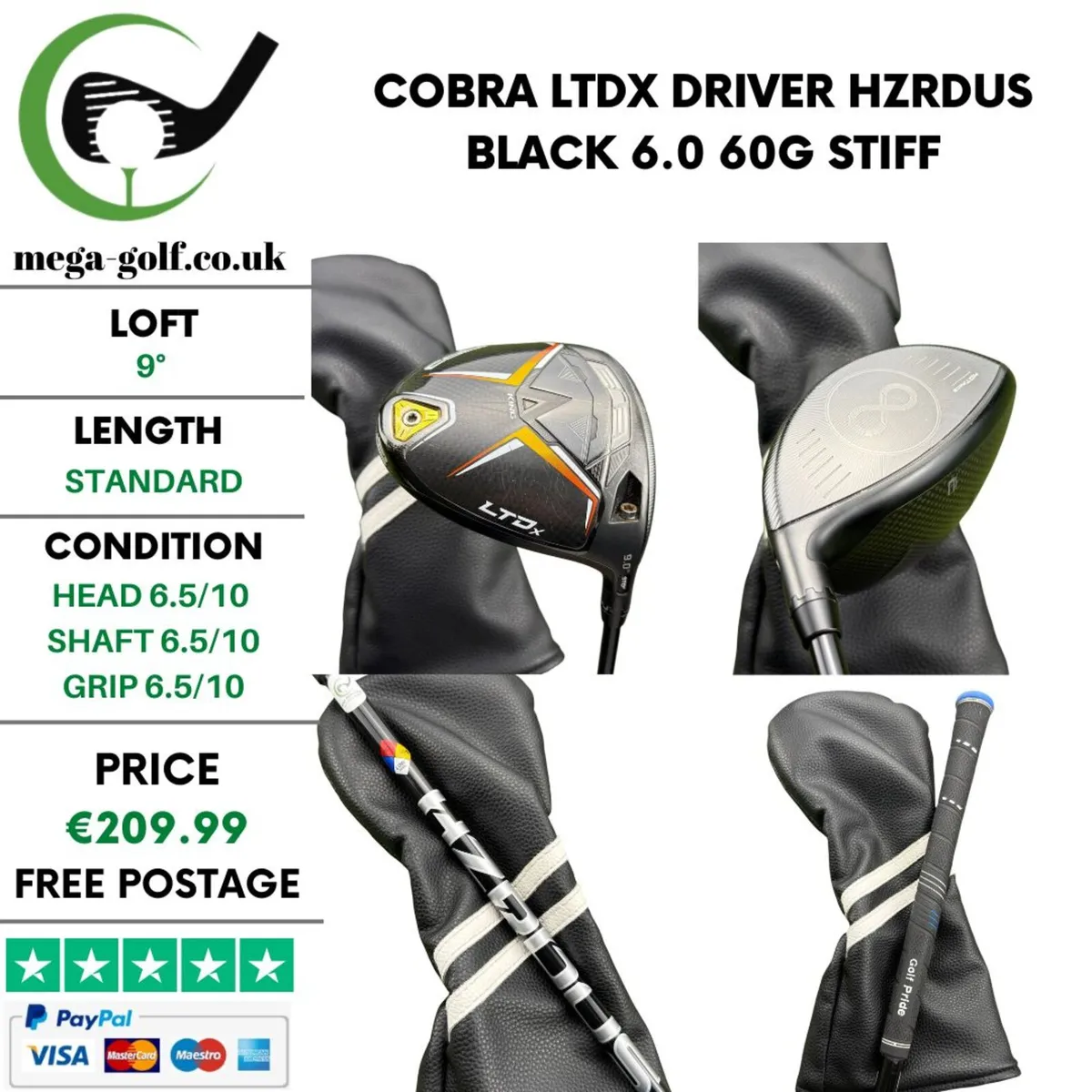 Cobra LTDx Driver / 9° /Hzrdus Black 6.0 60G Stiff - Image 1