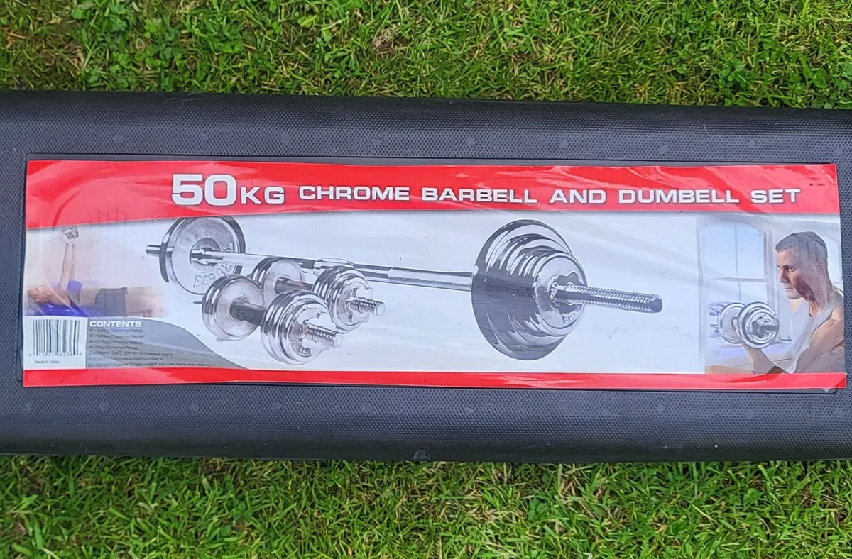 50kg Chrome Barbell & Dumbbell set - Image 2