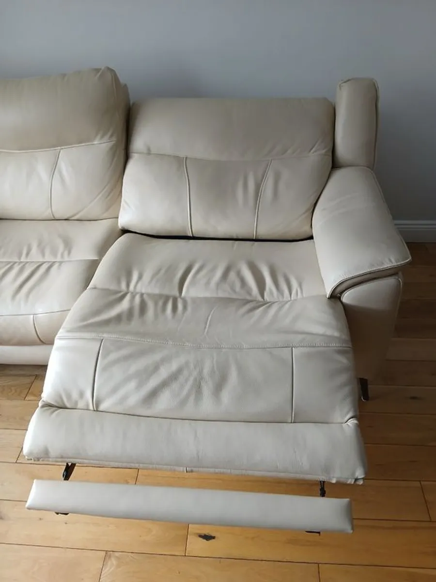 Sofa - Cream Leather 3+2 Seater - Image 3