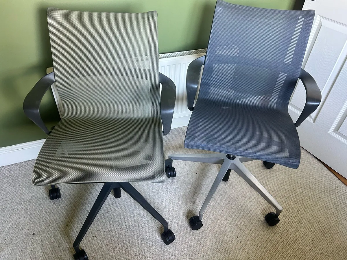 Pair of mesh swivel home office chairs