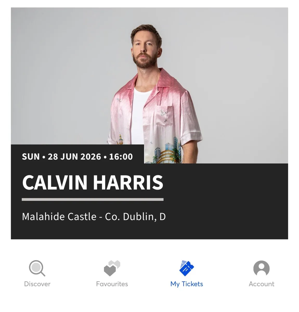X1 Calvin Harris  Ticket