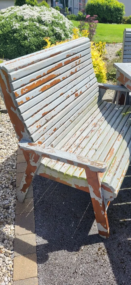Wooden Garden Table and chair set - Image 3