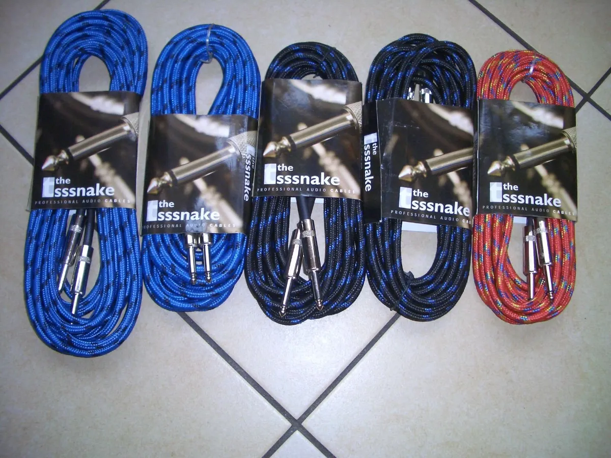 5 New Braided 1/4 Jack Instrument Cables - Image 1