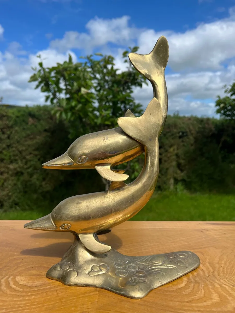 Mid century brass dolphins - Image 1