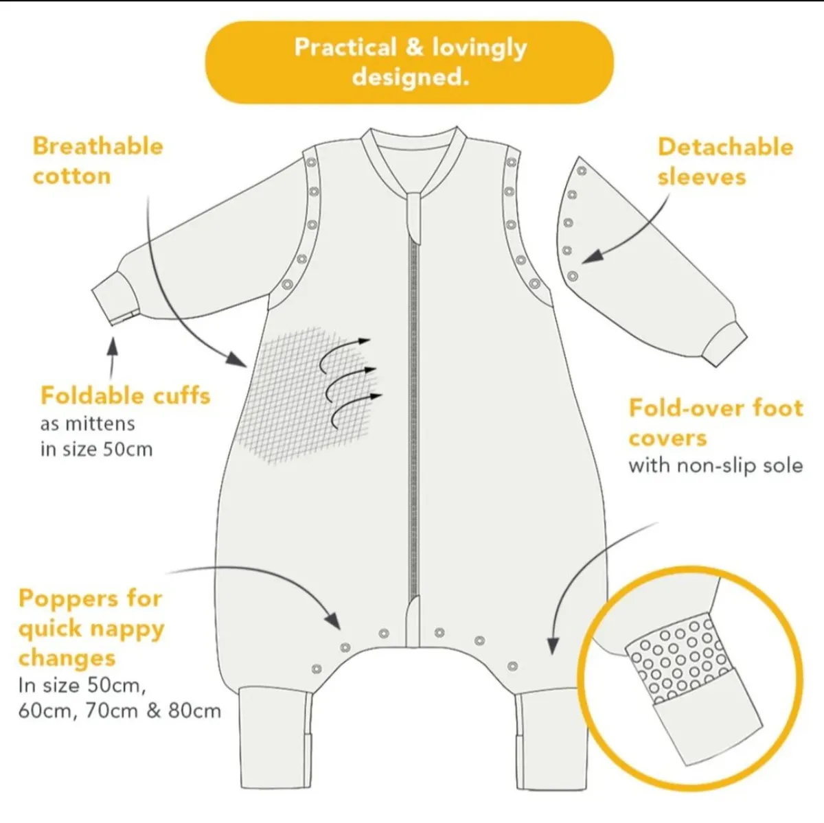 slumbersac Sleeping Bag with Feet & Foldable Feet - Image 3