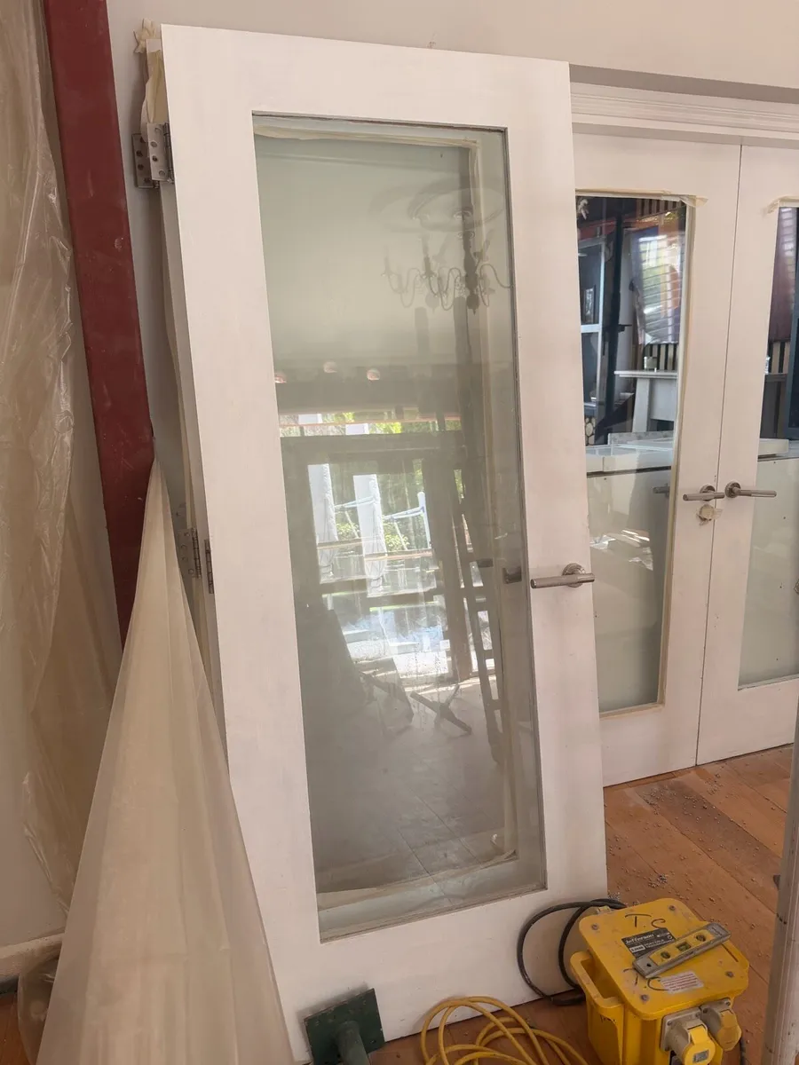 Whited painted wooden doors - Image 1