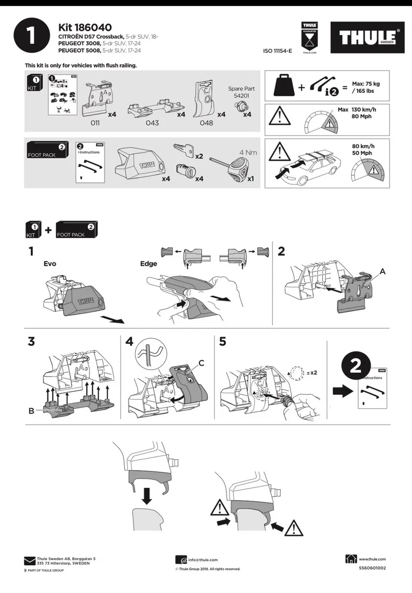 Roof rack set Kit186040  (bars and foot pack). - Image 2