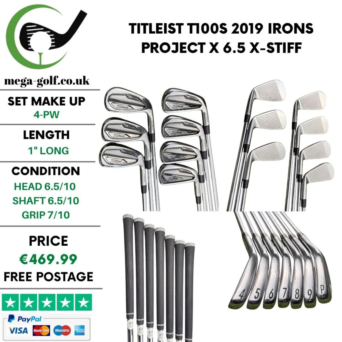 Titleist T100S 2019 Irons / 4-Pw /  X-Stiff - Image 1