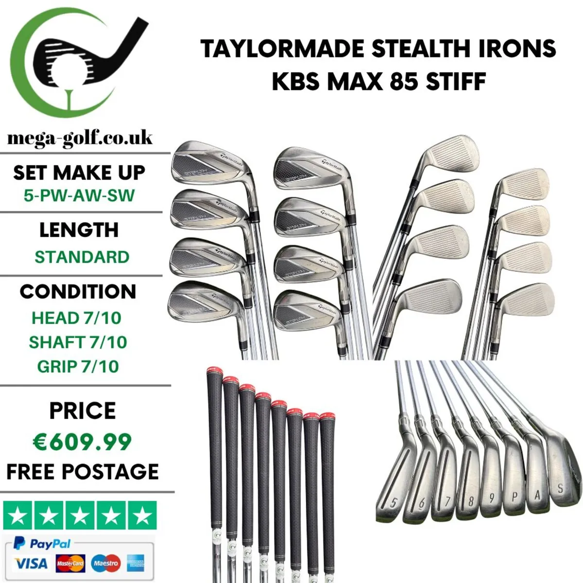 Taylormade Stealth Irons / 5-Pw-Aw-Sw / Stiff - Image 1