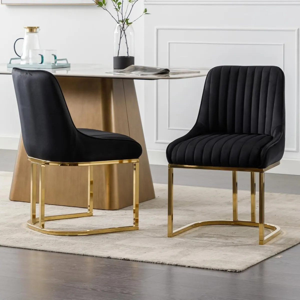 Velvet Dining Chairs Set of 2 (Multiple Colours) - Image 1