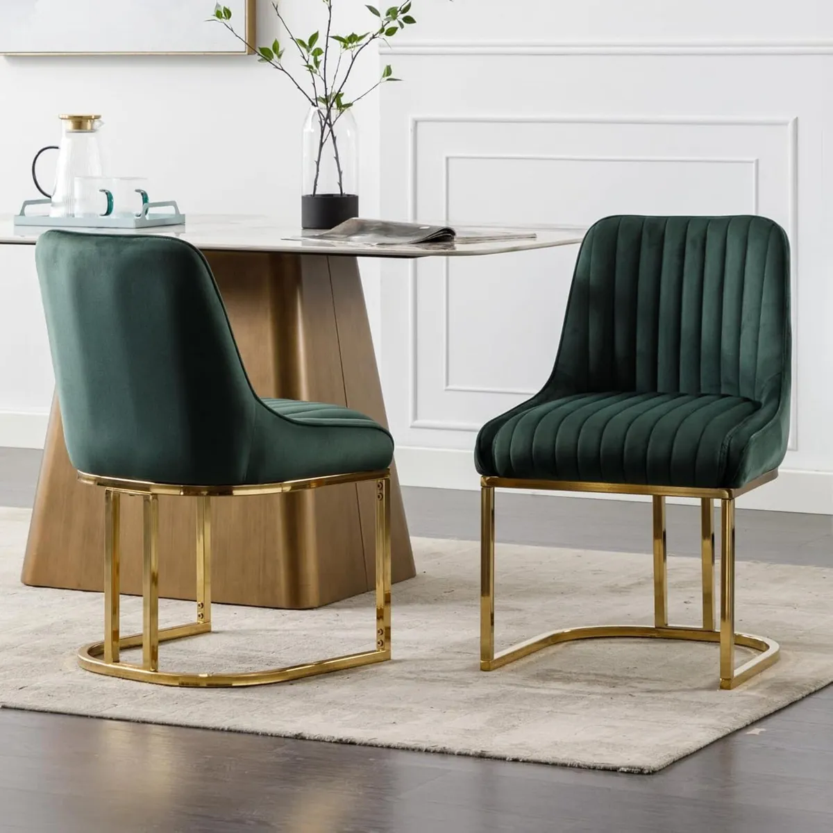 Velvet Dining Chairs Set of 2 (Multiple Colours) - Image 2