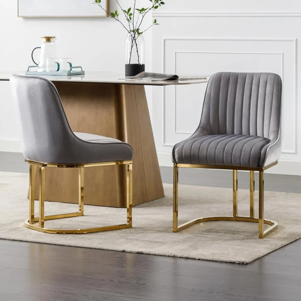Velvet Dining Chairs Set of 2 (Multiple Colours) - Image 4