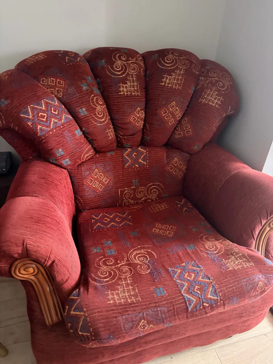 Vintage Wooden Frame Armchairs - Image 1