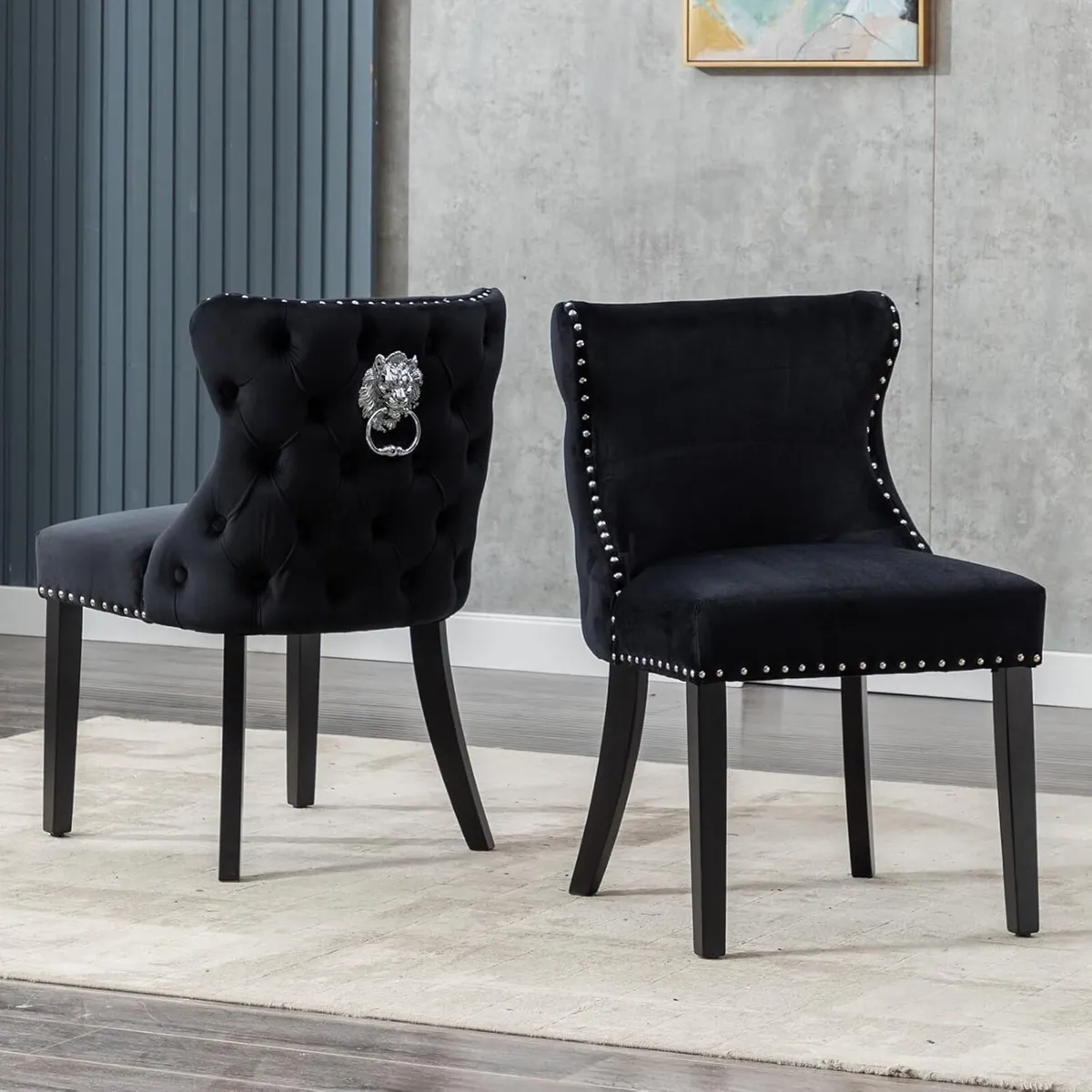 Velvet Dining Room Chairs, Set of 2, Kitchen Chair - Image 3