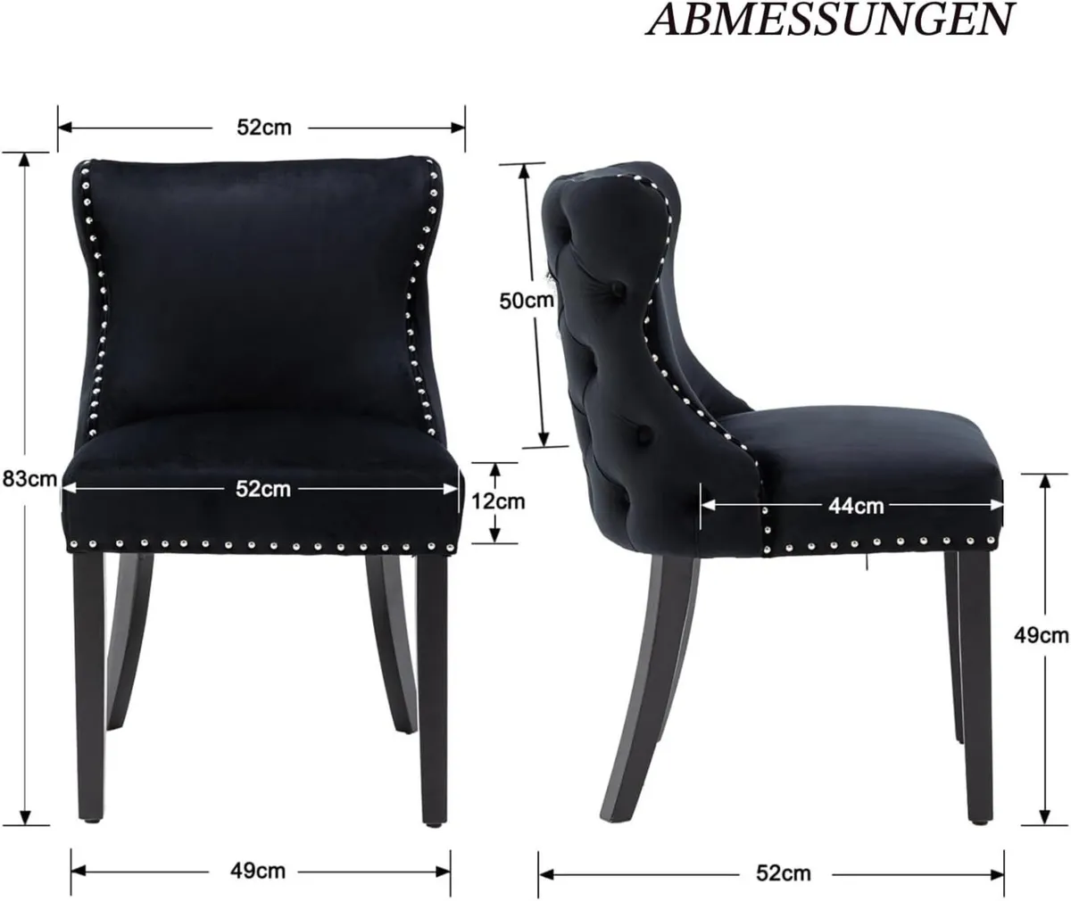 Velvet Dining Room Chairs, Set of 2, Kitchen Chair - Image 4