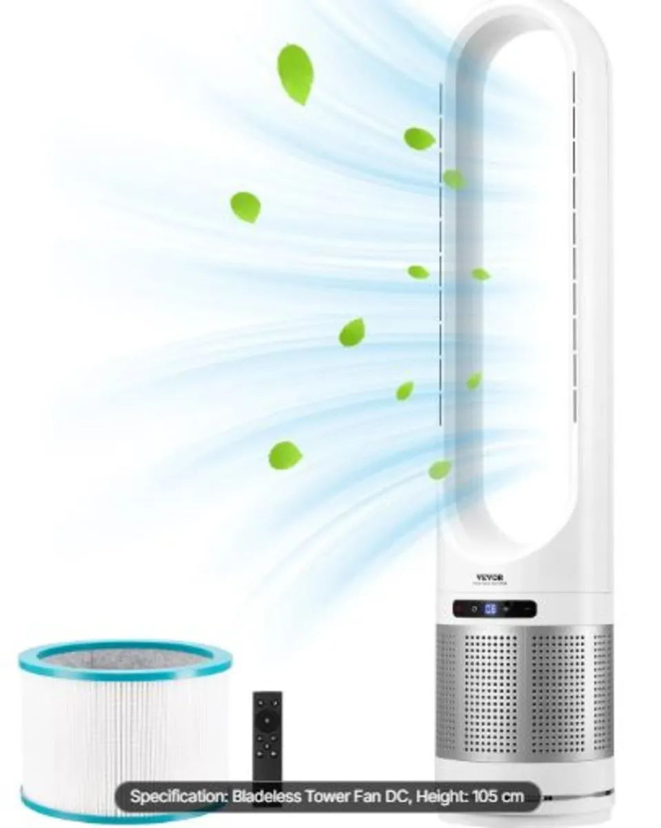 Tower Fan Bladeless, 15.4ft/s Velocity Floor Fan - Image 1