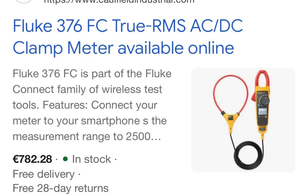 Fluke 376 FC True-rms AC/DC Clamp Meter - Image 2